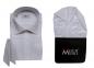 Preview: Herren Umschlagmanschetten Hemd Weiß Lurex streifen