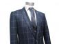 Preview: Muga Herrenanzug Blau Kariert Slim-fit