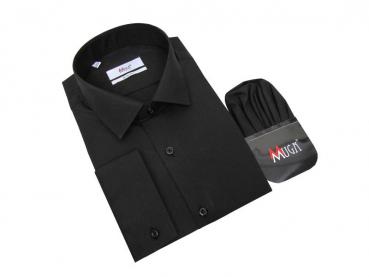 Slim Fit Herrenhemd mit Einstecktuch Langarm