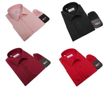 Slim Fit Herrenhemd mit Einstecktuch Langarm