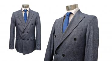 Zweireiher Herren Anzug Blau Vintage Slim Fit