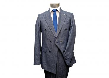 Zweireiher Herren Anzug Blau Vintage Slim Fit