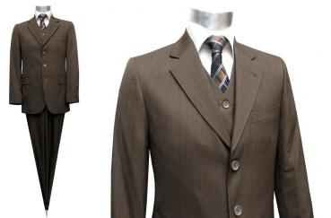 Herrenanzug mit Weste Braun Angebot