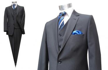 gestreifte Herren Anzug 3 teilig Anthrazit