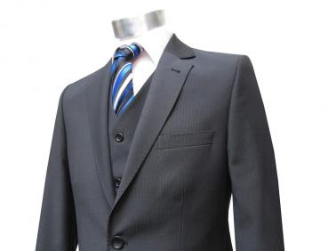 gestreifte Herren Anzug 3 teilig Anthrazit