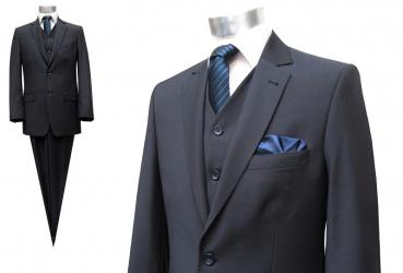 gestreifte Herren Anzug mit Weste Dunkelblau