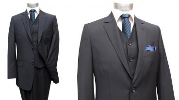 gestreifte Herren Anzug mit Weste Dunkelblau