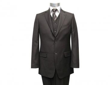 Herren Anzug mit Weste Braun Regular Fit
