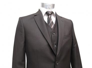 Herren Anzug mit Weste Braun Regular Fit