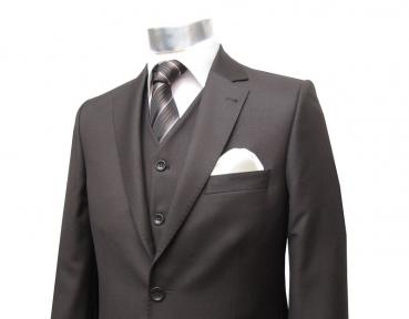 Herren Anzug mit Weste Braun Regular Fit