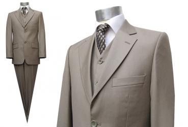 Herren Anzug mit Weste Hellbraun