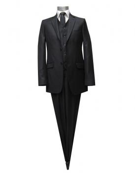 Herren Anzug 3 teilig Schwarz Regular