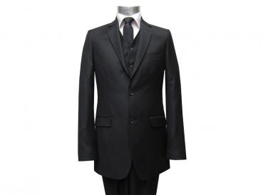 Herren Anzug 3 teilig Schwarz Regular