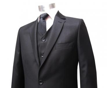 Herren Anzug 3 teilig Schwarz Regular