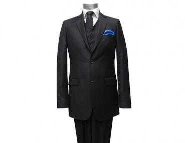 Herren Anzug 3 teilig Schwarz Regular