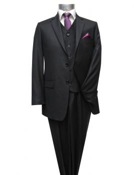 Herrenanzug mit Weste Schwarz Regular