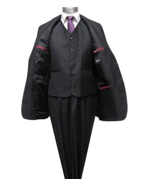 Herrenanzug mit Weste Schwarz Regular