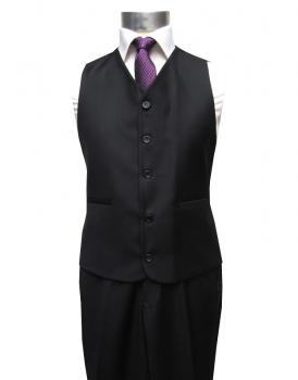 Herrenanzug mit Weste Schwarz Regular