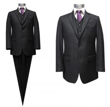 Herrenanzug mit Weste Schwarz Regular