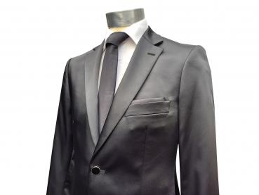 Glanz Sakko Anzugjacke Jackett Schwarz