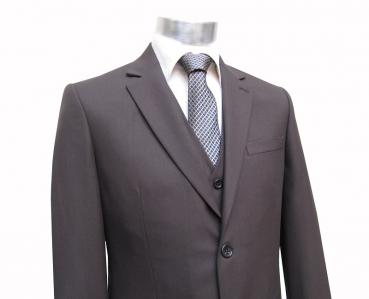 Herren Anzug mit Weste Braun leicht Tailliert