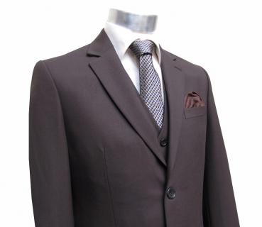 Herren Anzug mit Weste Braun leicht Tailliert