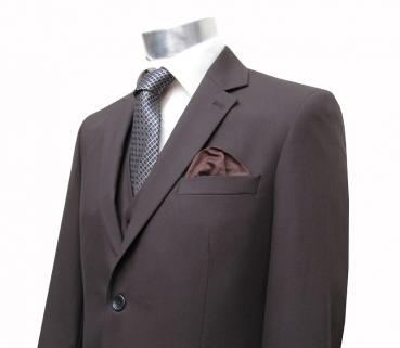 Herren Anzug mit Weste Braun leicht Tailliert