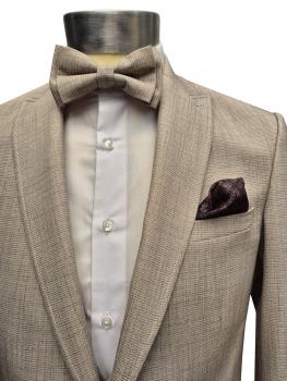 Herren Anzug Strukturiert Slim mit Weste und Fliege