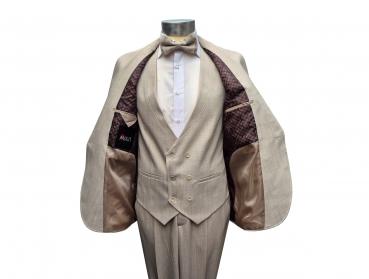 Herren Anzug Strukturiert Slim mit Weste und Fliege