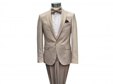 Herren Anzug Strukturiert Slim mit Weste und Fliege