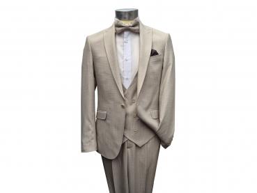 Herren Anzug Strukturiert Slim mit Weste und Fliege