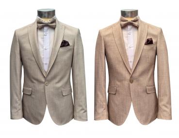 Herren Anzug Strukturiert Slim mit Weste und Fliege