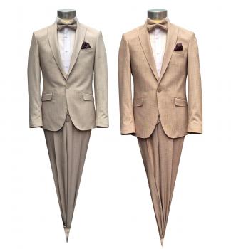 Herren Anzug Strukturiert Slim mit Weste und Fliege