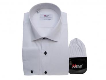 Slim Fit Herren Hemd Langarm mit Schwarze Knöpfe