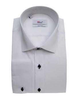 Slim Fit Herren Hemd Langarm mit Schwarze Knöpfe