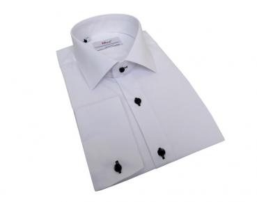 Slim Fit Herren Hemd Langarm mit Schwarze Knöpfe