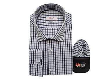 Langarmhemd Herren Hemd Slim Kariert