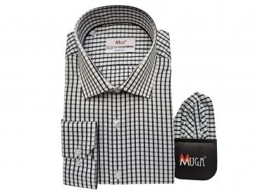 Langarmhemd Herren Hemd Slim Kariert