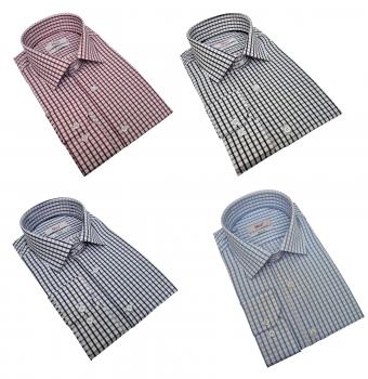 Langarmhemd Herren Hemd Slim Kariert