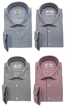 Langarmhemd Herren Hemd Slim Kariert