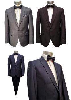 Regular Fit Herren Anzug mit Weste Kurzgrößen
