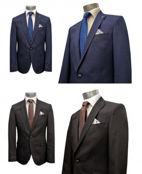 Strukturierte Slim Fit Herrenanzug mit Weste