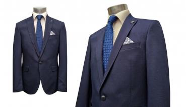 Strukturierte Slim Fit Herrenanzug mit Weste