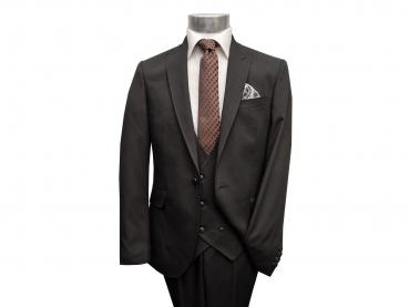 Strukturierte Slim Fit Herrenanzug mit Weste