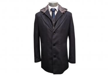 Herren Mantel Doppelkragen Abnehmbare Kapuze