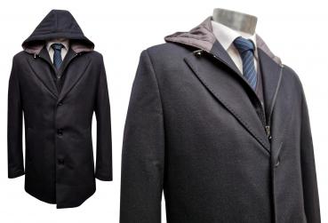 Herren Mantel Doppelkragen Abnehmbare Kapuze