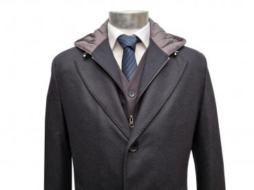 Herren Mantel Doppelkragen Abnehmbare Kapuze