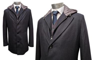 Herren Mantel Doppelkragen Abnehmbare Kapuze