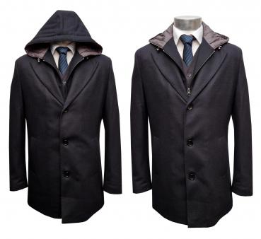 Herren Mantel Doppelkragen Abnehmbare Kapuze