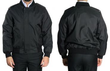 Herren Blouson Strickkragen Jacke Schwarz